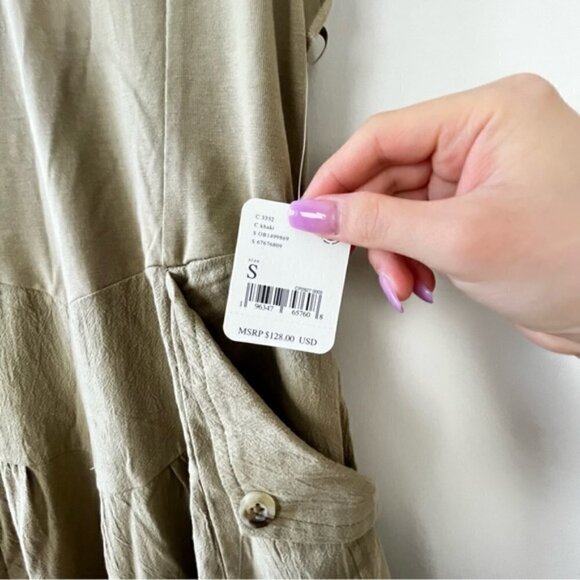 Free People Soledad Midi Dress in Khaki size S - Picture 8 of 11